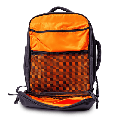 Blue and orange front drop pockets on the Explorer 2