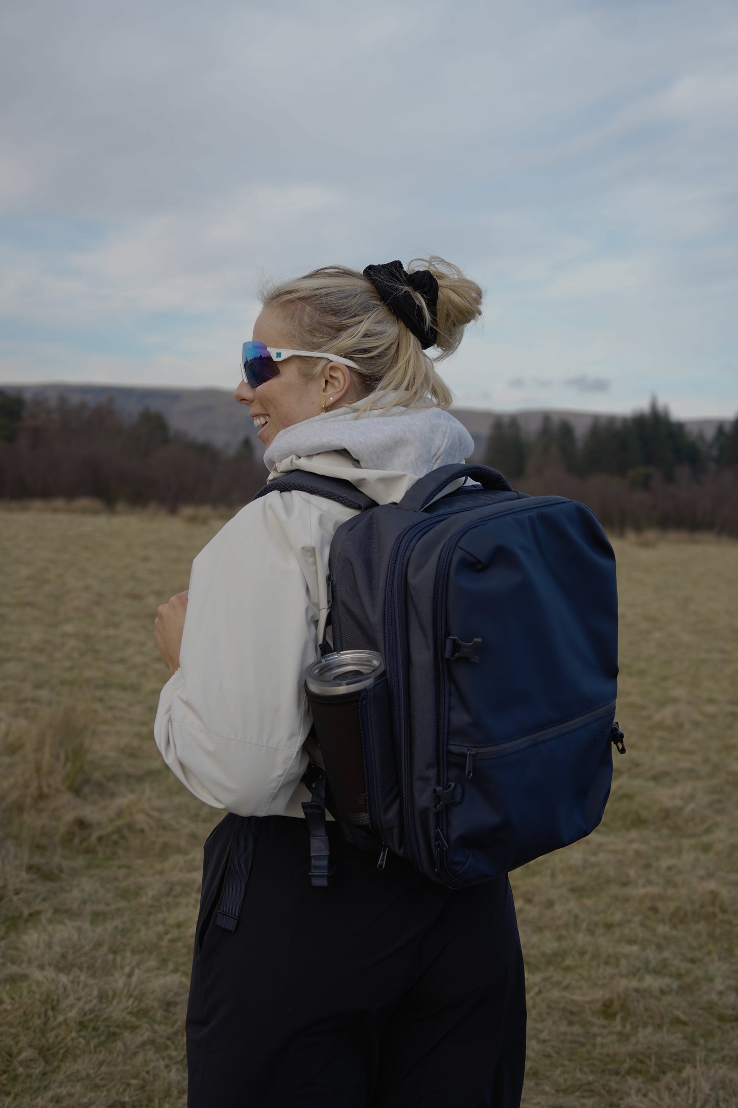BRAW Explorer 2 worn by female traveller in Scottish highlands